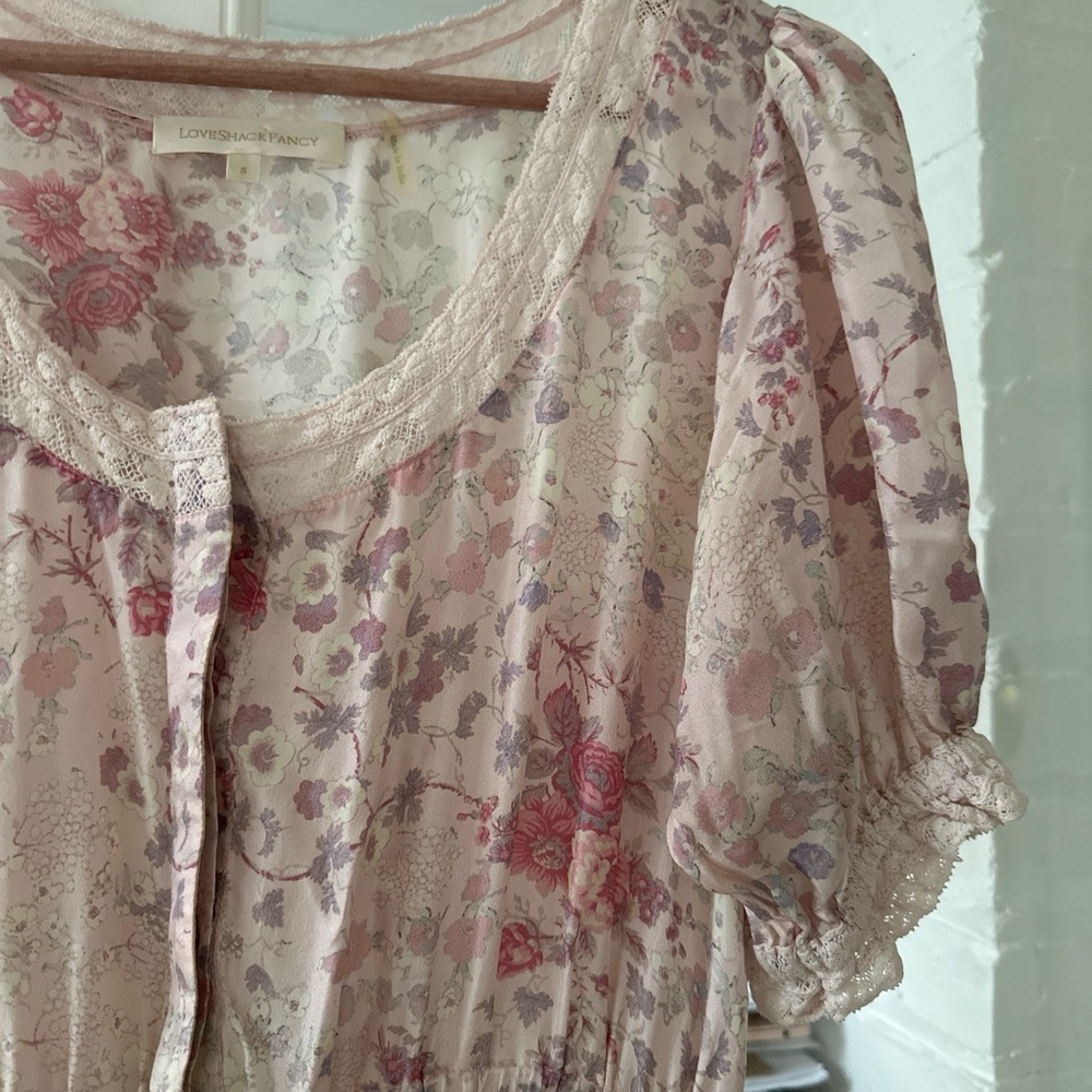Love Shack Fancy delicate floral silk dress - Picture 2 of 7